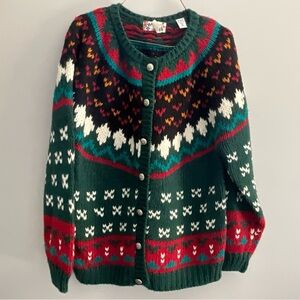 Vintage Bravo! Knitted Cardigan Sweater Button Down Multicolor Size Small women